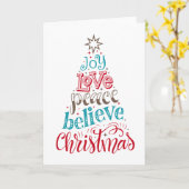 Carte Joy Love Peace Believe Christmas (Fleur jaune)