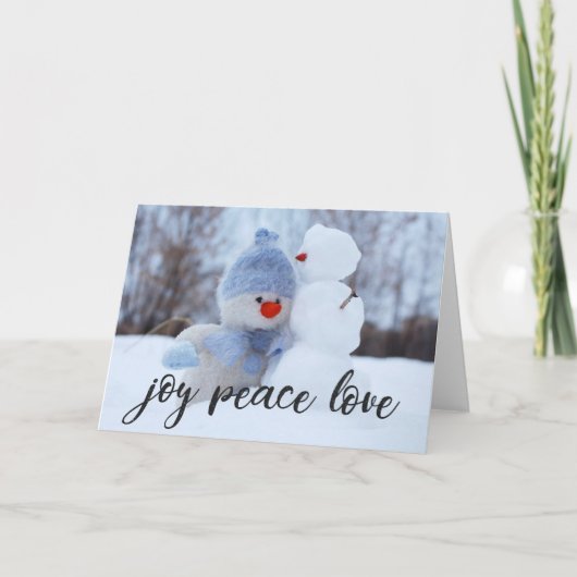 Carte Joy Peace Love Your PHOTO or Keep Snowman Photo (Devant)