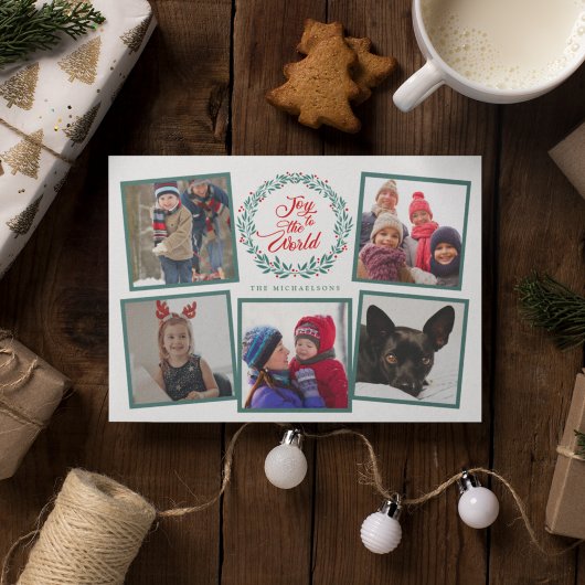 Carte JOY TO THE WORLD CHRISTMAS Photo Collage
