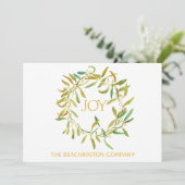 Carte *~* JOY Wreath Corporate Business Holiday Card (Debout devant)