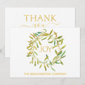 Carte *~* JOY Wreath Corporate Business Holiday Card (Devant / Derrière)