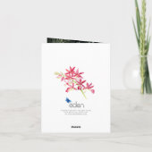 Carte Joyau rouge orchidée mariage merci (Dos)