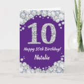 Carte Joyeuse 10e anniversaire Parties scintillant viole (Devant)