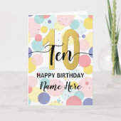 Carte Joyeuse 10e anniversaire Pastel Rainbow Gold Woman (Devant)