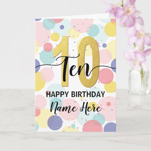 Carte Joyeuse 10e anniversaire Pastel Rainbow Gold Woman (Orchidée)