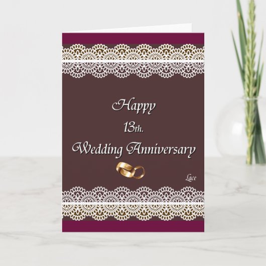 Carte Joyeuse 13e anniversaire de mariage dentelle (Devant)