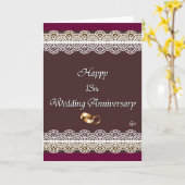 Carte Joyeuse 13e anniversaire de mariage dentelle (Fleur jaune)