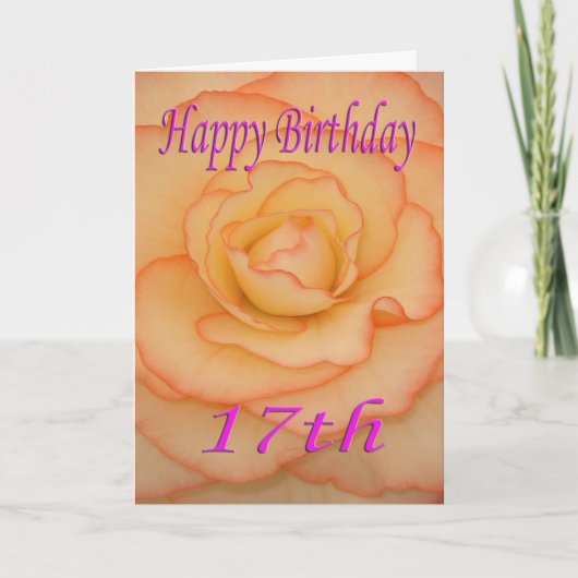 Carte Joyeuse 17ème Fleur d'anniversaire (Devant)