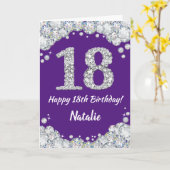 Carte Joyeuse 18e anniversaire Parties scintillant viole (Fleur jaune)