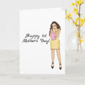 Carte Joyeuse 1ère fête des mères  (Fleur jaune)