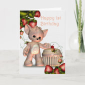 Carte Joyeuse 1ère fille anniversaire (Devant)