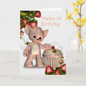 Carte Joyeuse 1ère fille anniversaire (Fleur jaune)