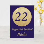 Carte Joyeuse 22e anniversaire Marine Parties scintillan (Fleur jaune)