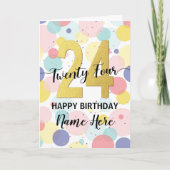 Carte Joyeuse 24e anniversaire Pastel Rainbow Gold Woman (Devant)