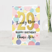 Carte Joyeuse 29e anniversaire Pastel Rainbow Gold Woman (Devant)