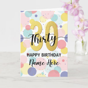 Carte Joyeuse 30e anniversaire Pastel Rainbow Gold Woman