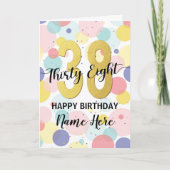 Carte Joyeuse 38e anniversaire Pastel Rainbow Gold Woman (Devant)