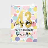 Carte Joyeuse 43e anniversaire Pastel Rainbow Gold Woman (Devant)