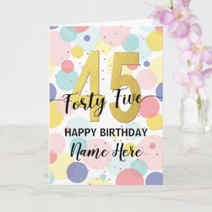 Carte Joyeuse 45e anniversaire Pastel Rainbow Gold Woman