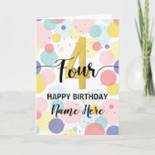 Carte Joyeuse 4e anniversaire Pastel Rainbow Gold Woman (Devant)