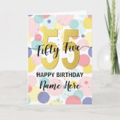 Carte Joyeuse 55e anniversaire Pastel Rainbow Gold Woman (Devant)