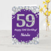 Carte Joyeuse 59e anniversaire Parties scintillant viole (Fleur jaune)