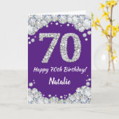 Carte Joyeuse 70e anniversaire Parties scintillant viole (Fleur jaune)
