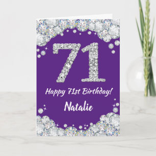 Carte Joyeuse 71e anniversaire Parties scintillant viole