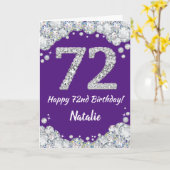 Carte Joyeuse 72e anniversaire Parties scintillant viole (Fleur jaune)