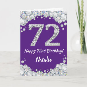 Carte Joyeuse 72e anniversaire Parties scintillant viole