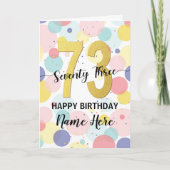 Carte Joyeuse 73e anniversaire Pastel Rainbow Gold Woman (Devant)