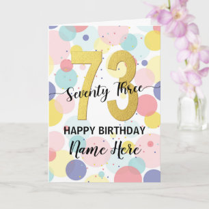 Carte Joyeuse 73e anniversaire Pastel Rainbow Gold Woman