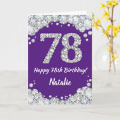 Carte Joyeuse 78e anniversaire Parties scintillant viole (Fleur jaune)