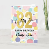 Carte Joyeuse 82e anniversaire Pastel Rainbow Gold Woman (Devant)