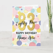 Carte Joyeuse 83ème anniversaire Pastel Rainbow Gold Wom (Devant)