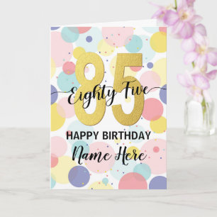 Carte Joyeuse 85e anniversaire Pastel Rainbow Gold Woman
