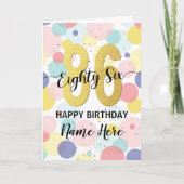 Carte Joyeuse 86e anniversaire Pastel Rainbow Gold Woman (Devant)