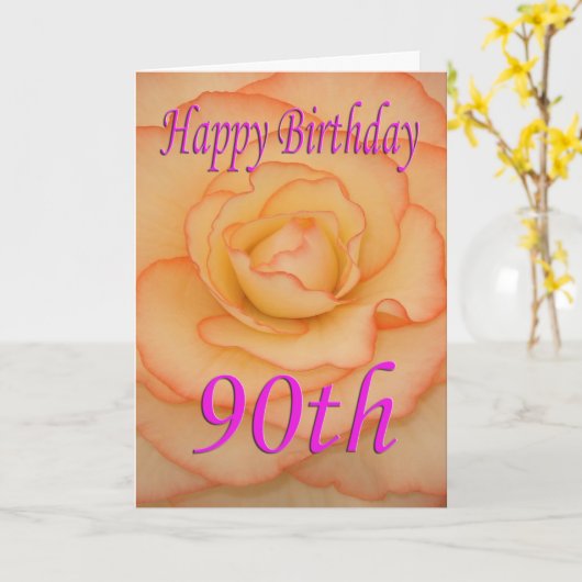 Carte Joyeuse 90e Fleur d'anniversaire (Fleur jaune)