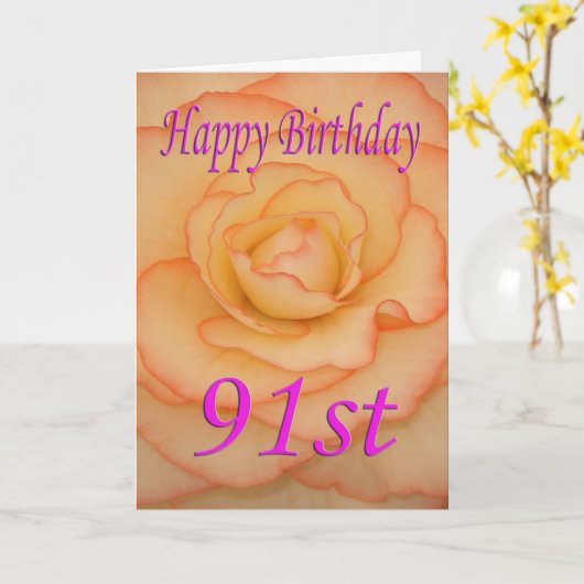 Carte Joyeuse 91e Fleur d'anniversaire (Fleur jaune)