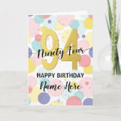 Carte Joyeuse 94e anniversaire Pastel Rainbow Gold Woman (Devant)