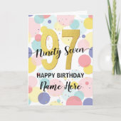 Carte Joyeuse 97e anniversaire Pastel Rainbow Gold Woman (Devant)