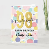 Carte Joyeuse 98e anniversaire Pastel Rainbow Gold Woman (Devant)