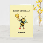 Carte Joyeuse abeille d'anniversaire (Fleur jaune)