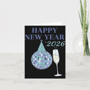 Carte Joyeuse année 2026 Célébration boule disco 