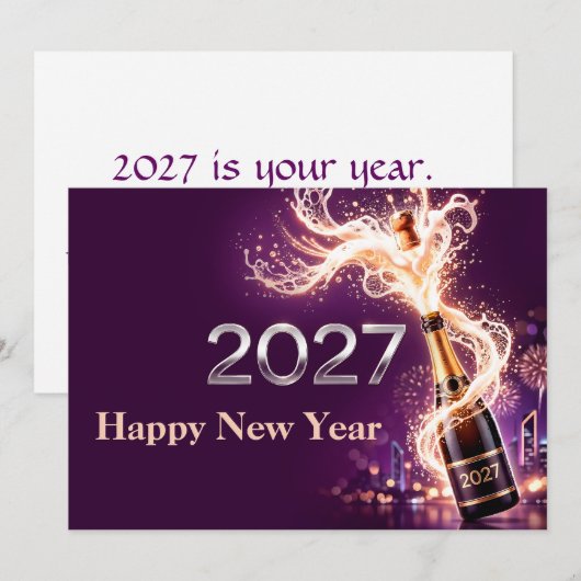 Carte Joyeuse année 2027 Célébration (Devant / Derrière)