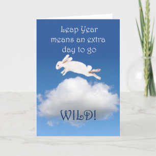 Carte Joyeuse année bissextile Anniversaire, lapin lapin