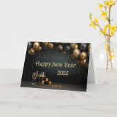 Carte Joyeuse année Classique Élégant Ballon Personnalis (Fleur jaune)