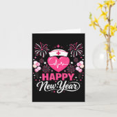 Carte Joyeuse Année Équipe d'Infirmières Battement de Co (Fleur jaune)