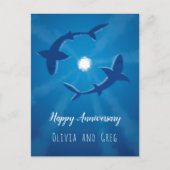 Carte Joyeuse Anniversaire Requins Couple Silver M (Devant)
