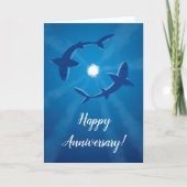 Carte Joyeuse Anniversaire Requins Couple Silver M (Devant)